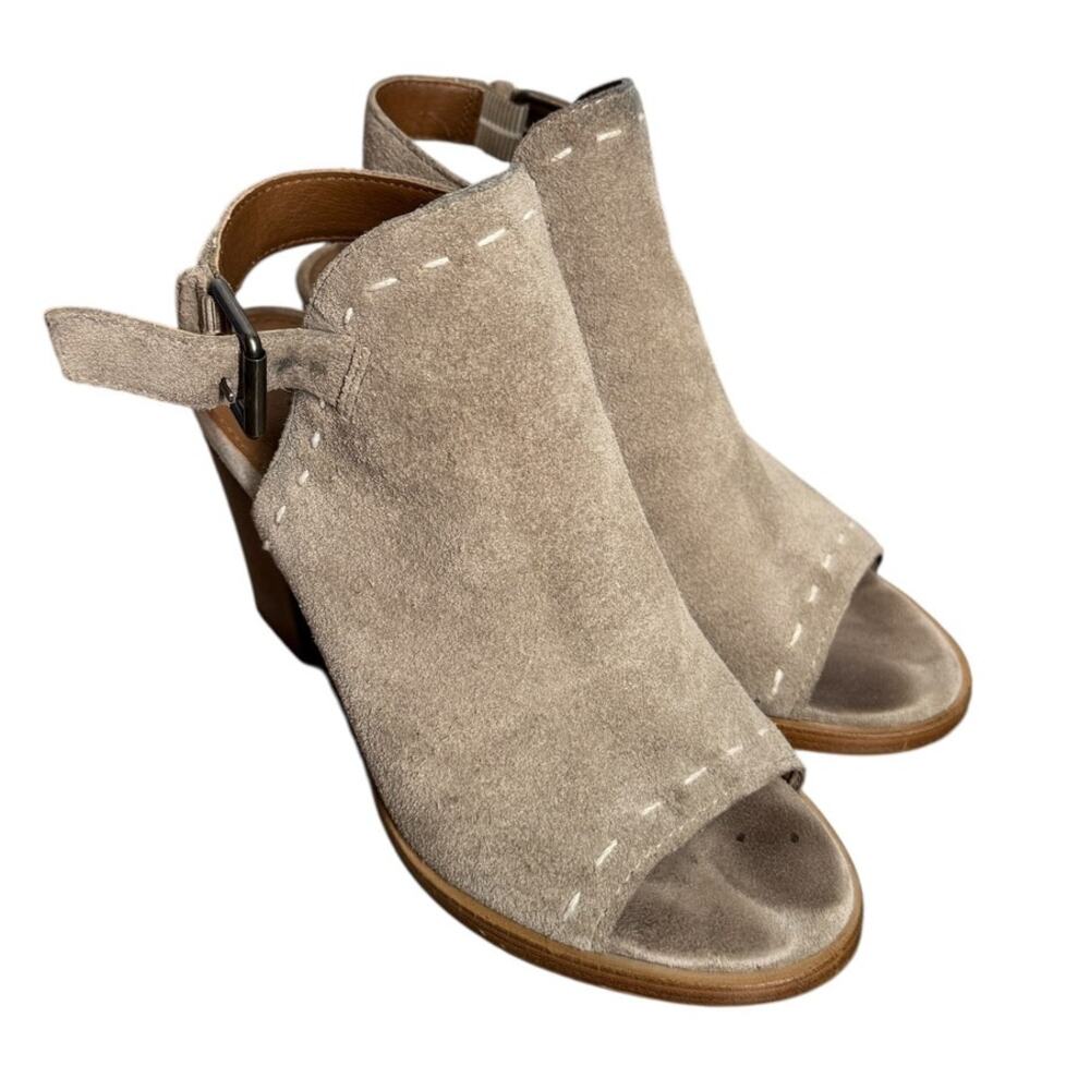 Frye & Co Suede Peep Toe Booties 6.5 Block Heel